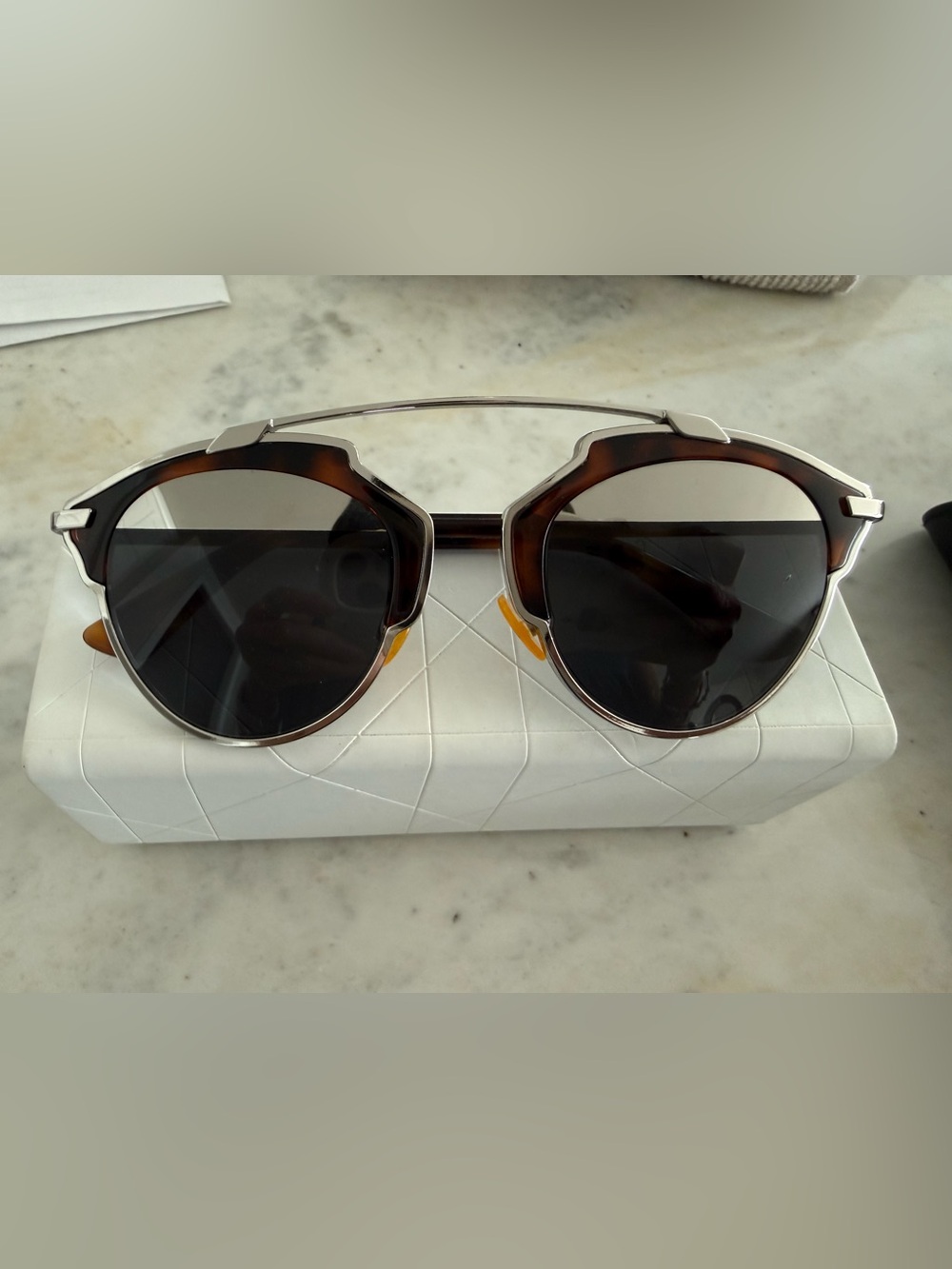 Authentic pre-owned Dior Women’s Tortoiseshell Acetate & Silver Metal Sunglasses